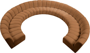 Meridian Furniture Infinity Ten Piece Modular Sectional Velvet Channel Tufted Living Room Seating 638Saddle-10PC