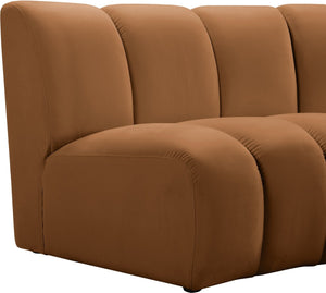Meridian Furniture Infinity Ten Piece Modular Sectional Velvet Channel Tufted Living Room Seating 638Saddle-10PC