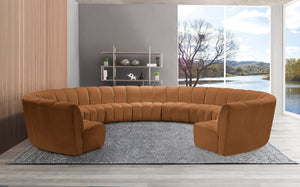 Meridian Furniture Infinity Channel Tufted Velvet Modular Sectional for Spacious Living Rooms 11 Piece 638Saddle-11PC