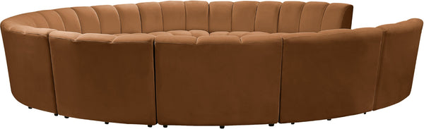 Meridian Furniture Infinity Channel Tufted Velvet Modular Sectional for Spacious Living Rooms 11 Piece 638Saddle-11PC