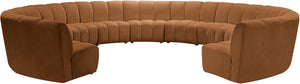 Meridian Furniture Infinity Channel Tufted Velvet Modular Sectional for Spacious Living Rooms 11 Piece 638Saddle-11PC