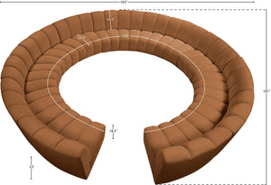 Meridian Furniture Infinity 12 Piece Modular Sectional Sofa in Channel Tufted Saddle Velvet Upholstery 638Saddle-12PC