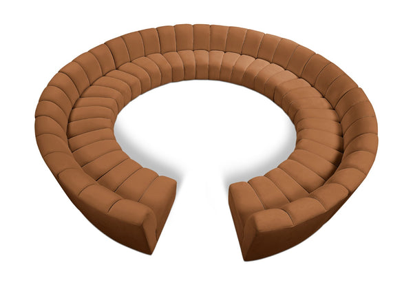 Meridian Furniture Infinity 12 Piece Modular Sectional Sofa in Channel Tufted Saddle Velvet Upholstery 638Saddle-12PC