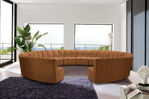Meridian Furniture Infinity 12 Piece Modular Sectional Sofa in Channel Tufted Saddle Velvet Upholstery 638Saddle-12PC