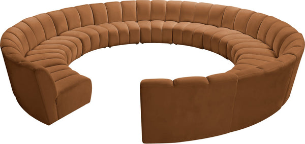 Meridian Furniture Infinity 12 Piece Modular Sectional Sofa in Channel Tufted Saddle Velvet Upholstery 638Saddle-12PC
