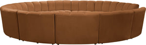Meridian Furniture Infinity 12 Piece Modular Sectional Sofa in Channel Tufted Saddle Velvet Upholstery 638Saddle-12PC