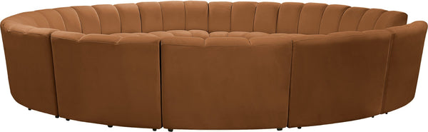 Meridian Furniture Infinity 12 Piece Modular Sectional Sofa in Channel Tufted Saddle Velvet Upholstery 638Saddle-12PC