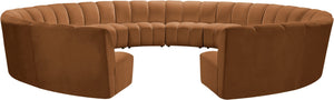 Meridian Furniture Infinity 12 Piece Modular Sectional Sofa in Channel Tufted Saddle Velvet Upholstery 638Saddle-12PC
