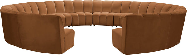 Meridian Furniture Infinity 12 Piece Modular Sectional Sofa in Channel Tufted Saddle Velvet Upholstery 638Saddle-12PC
