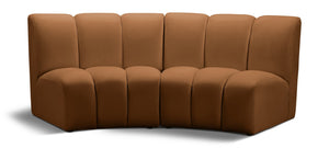 Meridian Furniture Infinity Velvet Modular Sectional with Channel Tufting for Stylish Living Rooms 638Saddle-2PC