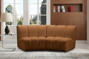 Meridian Furniture Infinity Velvet Modular Sectional with Channel Tufting for Stylish Living Rooms 638Saddle-2PC