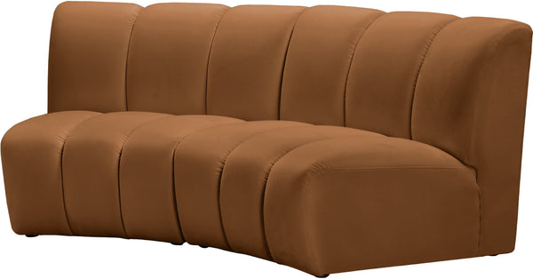 Meridian Furniture Infinity Velvet Modular Sectional with Channel Tufting for Stylish Living Rooms 638Saddle-2PC