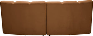 Meridian Furniture Infinity Velvet Modular Sectional with Channel Tufting for Stylish Living Rooms 638Saddle-2PC