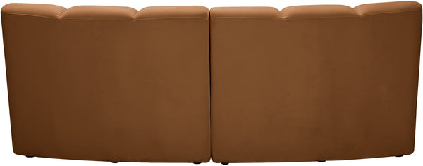 Meridian Furniture Infinity Velvet Modular Sectional with Channel Tufting for Stylish Living Rooms 638Saddle-2PC