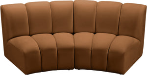 Meridian Furniture Infinity Velvet Modular Sectional with Channel Tufting for Stylish Living Rooms 638Saddle-2PC