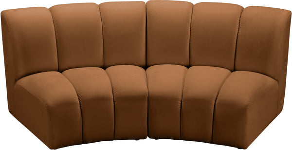 Meridian Furniture Infinity Velvet Modular Sectional with Channel Tufting for Stylish Living Rooms 638Saddle-2PC