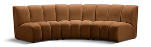 Meridian Furniture Infinity Velvet Three Piece Modular Sectional with Channel Tufting for Living Rooms 638Saddle-3PC