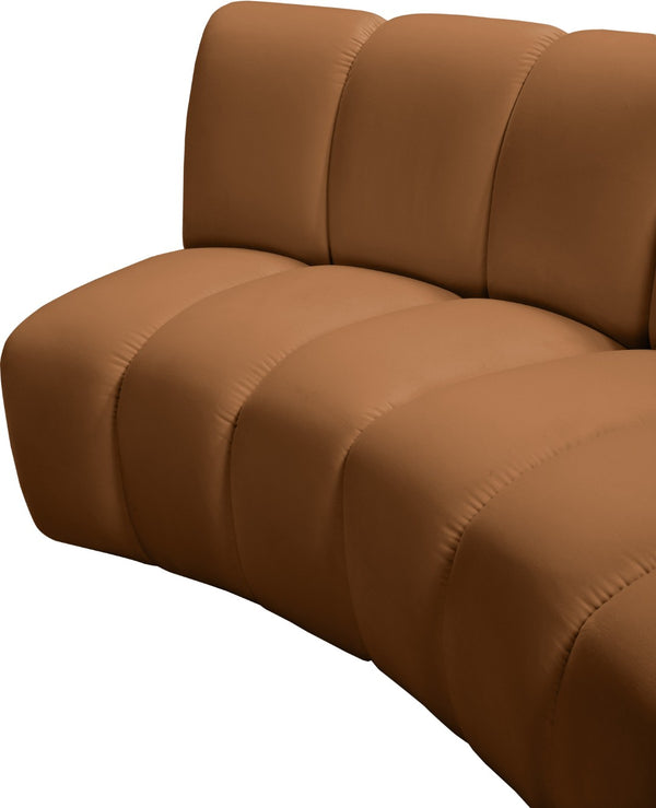 Meridian Furniture Infinity Velvet Three Piece Modular Sectional with Channel Tufting for Living Rooms 638Saddle-3PC