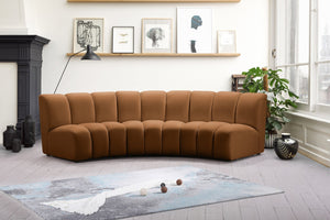 Meridian Furniture Infinity Velvet Three Piece Modular Sectional with Channel Tufting for Living Rooms 638Saddle-3PC