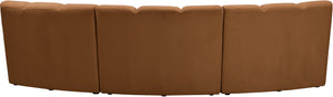 Meridian Furniture Infinity Velvet Three Piece Modular Sectional with Channel Tufting for Living Rooms 638Saddle-3PC
