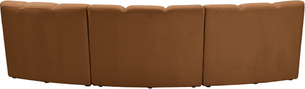 Meridian Furniture Infinity Velvet Three Piece Modular Sectional with Channel Tufting for Living Rooms 638Saddle-3PC
