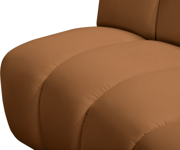 Meridian Furniture Infinity Velvet Three Piece Modular Sectional with Channel Tufting for Living Rooms 638Saddle-3PC
