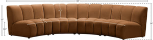 Meridian Furniture Infinity Four Piece Modular Sectional Saddle Velvet Channel Tufted Living Room Sofa 638Saddle-4PC