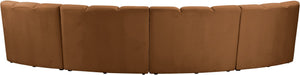 Meridian Furniture Infinity Four Piece Modular Sectional Saddle Velvet Channel Tufted Living Room Sofa 638Saddle-4PC