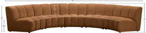 Meridian Furniture Infinity Five Piece Modular Sectional Saddle Velvet Channel Tufted Living Room Sofa 638Saddle-5PC