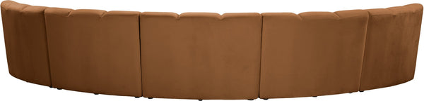 Meridian Furniture Infinity Five Piece Modular Sectional Saddle Velvet Channel Tufted Living Room Sofa 638Saddle-5PC