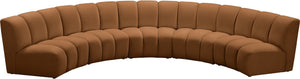 Meridian Furniture Infinity Five Piece Modular Sectional Saddle Velvet Channel Tufted Living Room Sofa 638Saddle-5PC