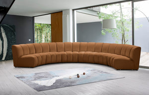 Meridian Furniture Infinity Six Piece Modular Velvet Sectional with Channel Tufting for Open Living 638Saddle-6PC