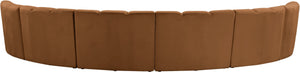 Meridian Furniture Infinity Six Piece Modular Velvet Sectional with Channel Tufting for Open Living 638Saddle-6PC