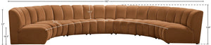 Meridian Furniture Infinity Seven Piece Modular Sectional Channel Tufted Velvet Seating for Large Living Rooms 638Saddle-7PC