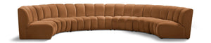 Meridian Furniture Infinity Seven Piece Modular Sectional Channel Tufted Velvet Seating for Large Living Rooms 638Saddle-7PC