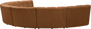 Meridian Furniture Infinity Seven Piece Modular Sectional Channel Tufted Velvet Seating for Large Living Rooms 638Saddle-7PC