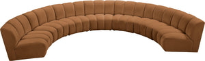 Meridian Furniture Infinity Seven Piece Modular Sectional Channel Tufted Velvet Seating for Large Living Rooms 638Saddle-7PC