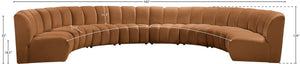 Meridian Furniture Infinity Eight Piece Modular Sectional Saddle Velvet Channel Tufted Living Room Sofa 638Saddle-8PC