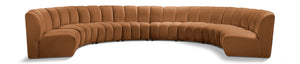Meridian Furniture Infinity Eight Piece Modular Sectional Saddle Velvet Channel Tufted Living Room Sofa 638Saddle-8PC