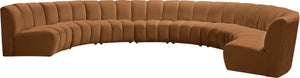 Meridian Furniture Infinity Eight Piece Modular Sectional Saddle Velvet Channel Tufted Living Room Sofa 638Saddle-8PC