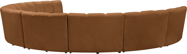 Meridian Furniture Infinity Eight Piece Modular Sectional Saddle Velvet Channel Tufted Living Room Sofa 638Saddle-8PC