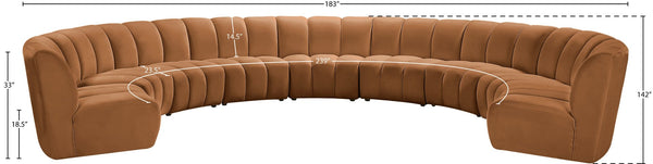 Meridian Furniture Infinity Nine Piece Modular Sectional with Channel Tufted Saddle Velvet Upholstery 638Saddle-9PC