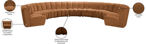 Meridian Furniture Infinity Nine Piece Modular Sectional with Channel Tufted Saddle Velvet Upholstery 638Saddle-9PC