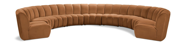 Meridian Furniture Infinity Nine Piece Modular Sectional with Channel Tufted Saddle Velvet Upholstery 638Saddle-9PC