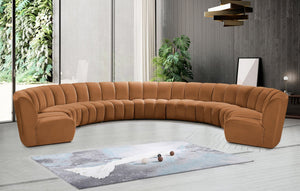 Meridian Furniture Infinity Nine Piece Modular Sectional with Channel Tufted Saddle Velvet Upholstery 638Saddle-9PC