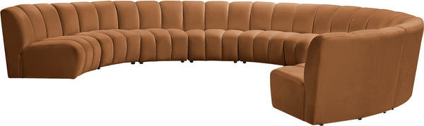 Meridian Furniture Infinity Nine Piece Modular Sectional with Channel Tufted Saddle Velvet Upholstery 638Saddle-9PC