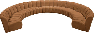 Meridian Furniture Infinity Nine Piece Modular Sectional with Channel Tufted Saddle Velvet Upholstery 638Saddle-9PC