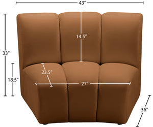 Meridian Furniture Infinity Channel Tufted Velvet Modular Accent Chair for Contemporary Living Room Decor Saddle 638Saddle-C