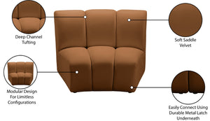 Meridian Furniture Infinity Channel Tufted Velvet Modular Accent Chair for Contemporary Living Room Decor Saddle 638Saddle-C