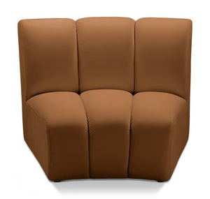 Meridian Furniture Infinity Channel Tufted Velvet Modular Accent Chair for Contemporary Living Room Decor Saddle 638Saddle-C